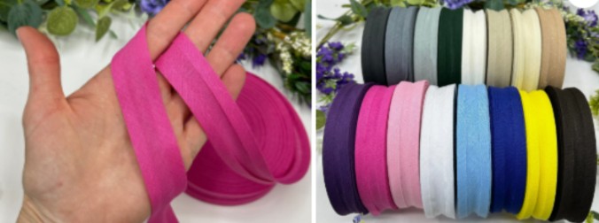Bias tape- best used for piping, binding seams, etc.